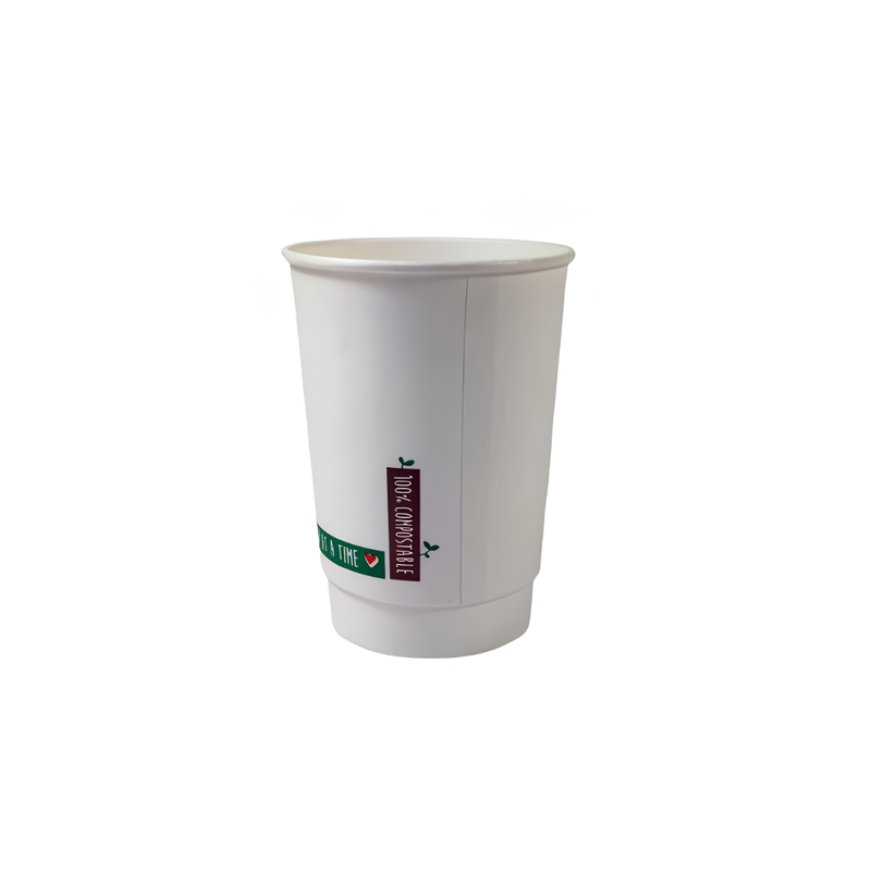 12 OZ DOUBLE WALL COMPOSTABLE COFFEE CUP – 500 PCS