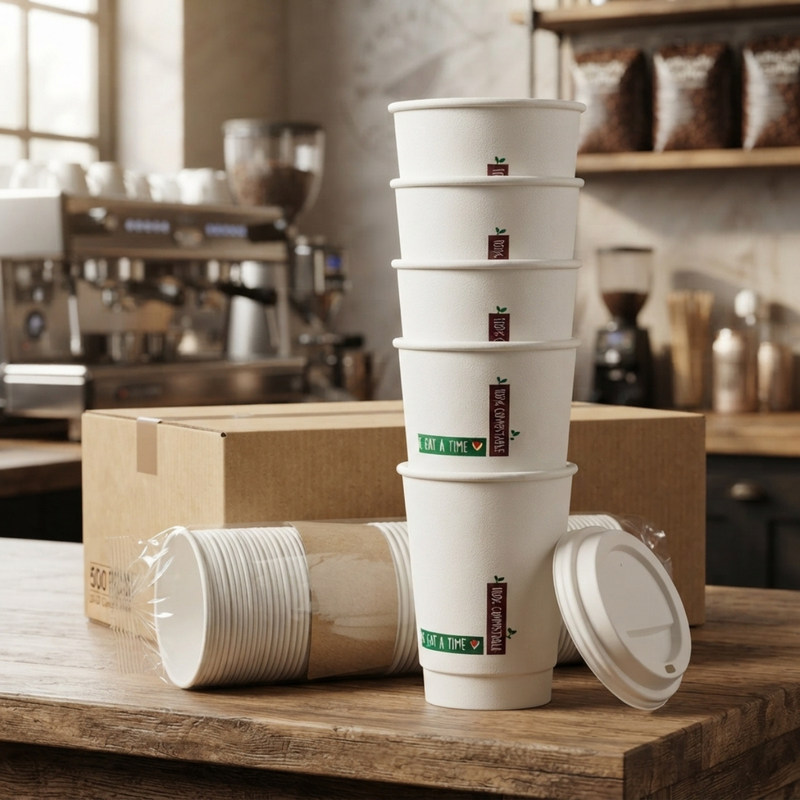 12 OZ DOUBLE WALL COMPOSTABLE COFFEE CUP – 500 PCS