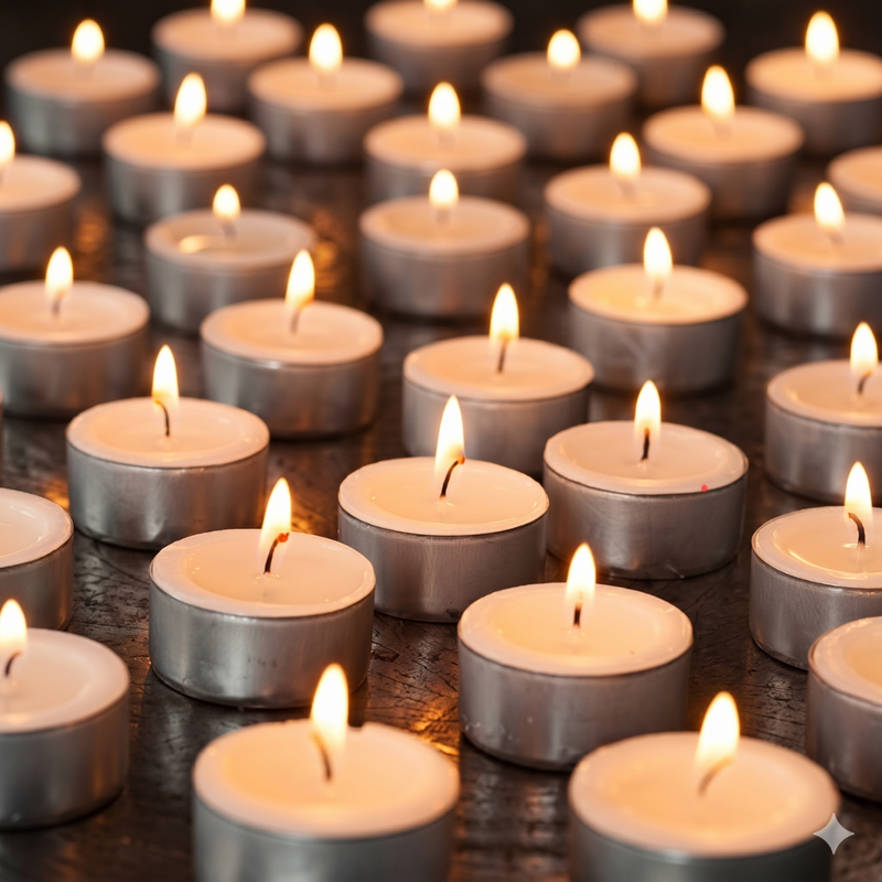 8 HOUR TEA LIGHT CANDLES - BULK PACK OF 100