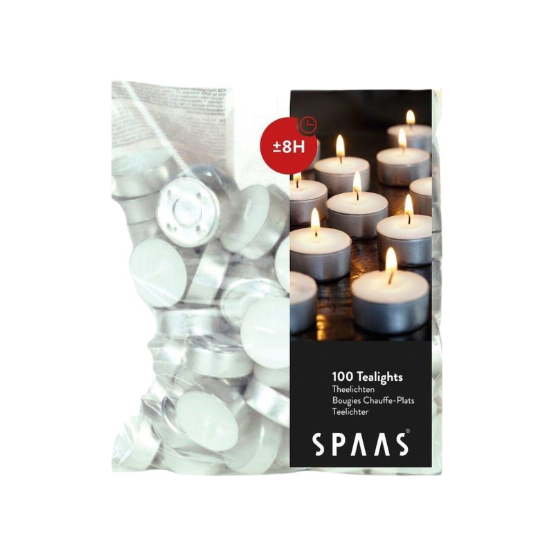 8 HOUR TEA LIGHT CANDLES - BULK PACK OF 100