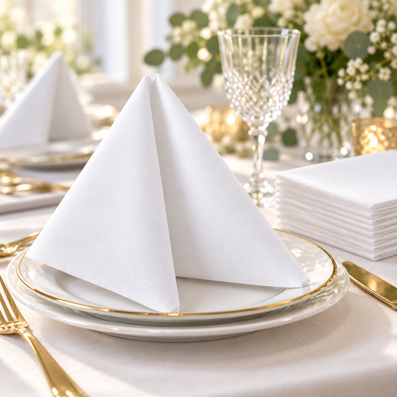 WHITE AIRLAID NAPKINS 40 × 40 CM – 50 × 10 / CASE